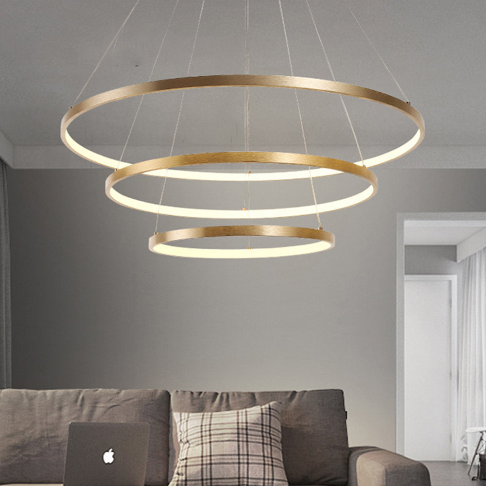 Pendant Light with 3 Light Tiers in Metal, Integrated LED, 6000K