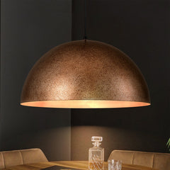 Pendant Light with 3 Lights and Hand Distressed Metal Dome Shade