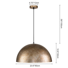 Pendant Light with 3 Lights and Hand Distressed Metal Dome Shade