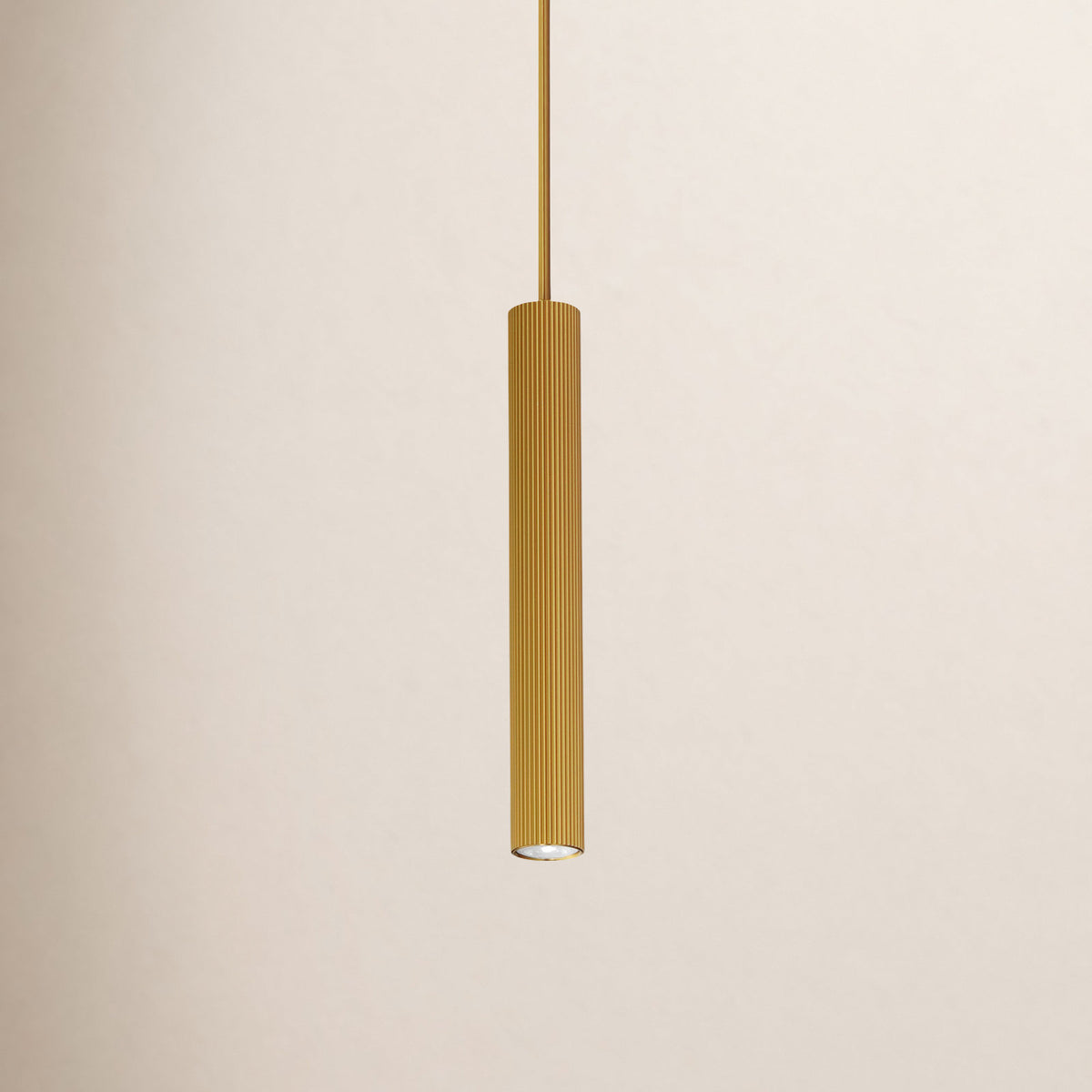 Pendant Light with Adjustable Length, Gold Metal Cylinder Shade