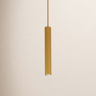 Pendant Light with Adjustable Length, Gold Metal Cylinder Shade