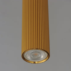 Pendant Light with Adjustable Length, Gold Metal Cylinder Shade