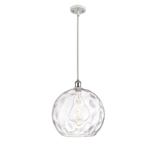 Pendant Light with Clear Hammered Glass Shade, White and Polished Chrome
