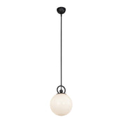 Pendant Light with Glass Shade, Matte Black Finish