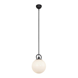 Pendant Light with Glass Shade, Matte Black Finish