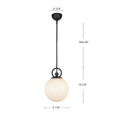 Pendant Light with Glass Shade, Matte Black Finish