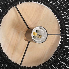 Pendant Light with Hand-Woven Rattan Dome Shade in Black