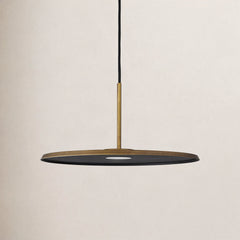 Pendant Light with Integrated LED Disc Shade in Antique Brass