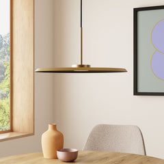Pendant Light with Integrated LED Disc Shade in Antique Brass