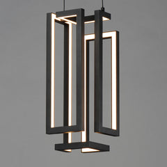 Pendant Light with Integrated LED in Black Metal and Aluminum