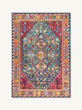 Pennine rug | the whole rug flat, teal centre field with red corners