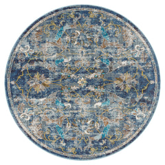 Performance Area Rug, Round 7 ft 6 in with Floral Pattern