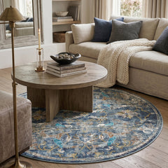 Performance Area Rug, Round 7 ft 6 in with Floral Pattern