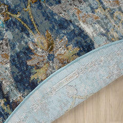 Performance Area Rug, Round 7 ft 6 in with Floral Pattern