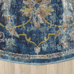 Performance Area Rug, Round 7 ft 6 in with Floral Pattern