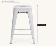 Detail | seat height and seat size, one stool shown, sold as a set of four