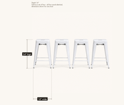 Dimensions | overall width, depth and height, all four stools shown, sold as a set of four, dimensions are per stool