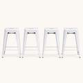 Front | all four matching stools centered on paper, gray finish and the X-brace visible