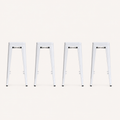 Side | true side profile of all four stools showing the tapered legs and footrest rails