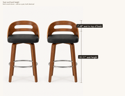 Detail | seat height and back height, both stools shown, sold as a pair