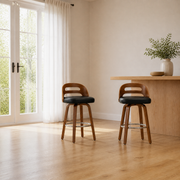 Scale | both stools against a full window in the flax dining room, true size