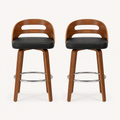 Front | both matching bar stools centered on paper, low back cutout and chrome footrest ring visible