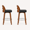Side | true side profile of both stools showing the splayed legs and chrome footrest ring