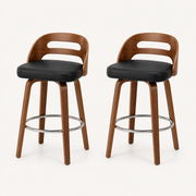 Studio | both stools at a true three-quarter studio angle, back wing shape and chrome ring both reading