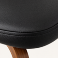 Closer | black pebbled faux leather grain and the piped stitch edge