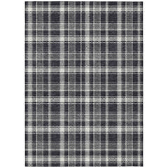 Plaid Area Rug, 8 ft x 10 ft, Black Polyester