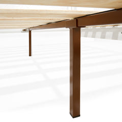 Platform Bed Frame, Queen, Solid Acacia Wood in Rustic Brown