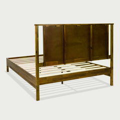 Platform Bed Frame, Queen, Solid Acacia Wood in Rustic Brown