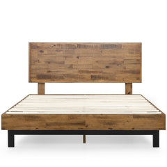 Platform Bed Frame, Queen, Solid Wood with Adjustable Headboard