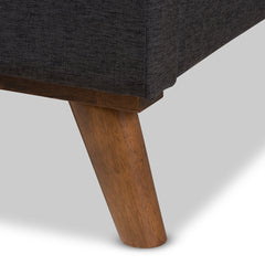 Platform Bed, Queen, Dark Gray Polyester Upholstery with Rubberwood Frame