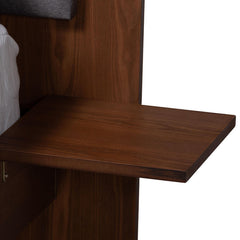 Platform Bed, Queen, Gray Upholstered Headboard with Built-In Shelves