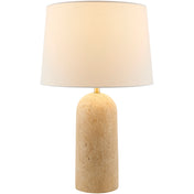 Plug-In Lamp with Stone Base and Linen Shade