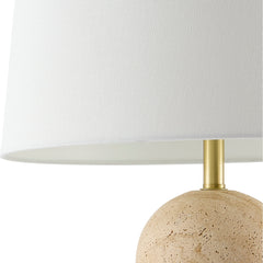 Plug-In Lamp with Stone Base and Linen Shade