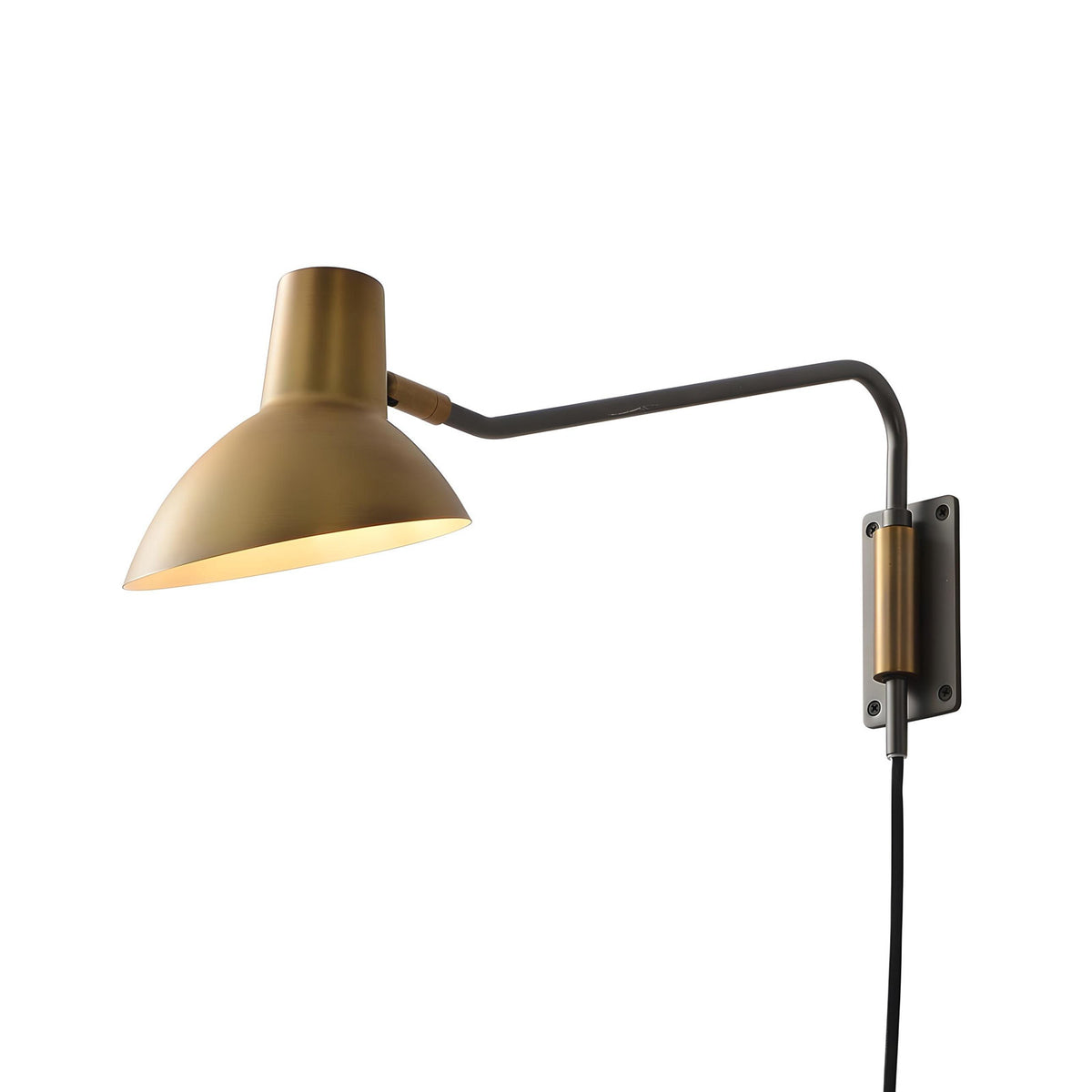Plug-In Wall Sconce in Steel with Adjustable Arm and Dimmer