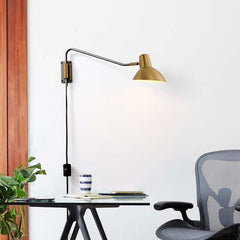 Plug-In Wall Sconce in Steel with Adjustable Arm and Dimmer