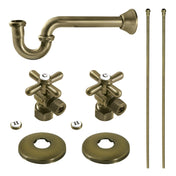 Plumbing Supply Kit, Trimscape, P-Trap and Angle Stops in Antique Brass
