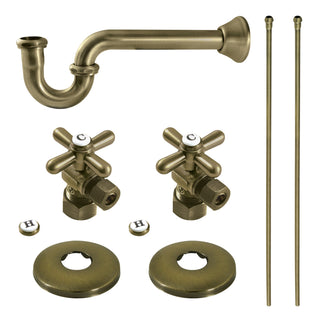 Plumbing Supply Kit, Trimscape, P-Trap and Angle Stops in Antique Brass