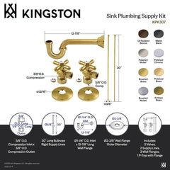 Plumbing Supply Kit, Trimscape, P-Trap and Angle Stops in Polished Brass