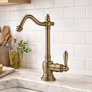 Point of Use Cold Water Drinking Faucet with Swivel Spout in Antique Brass