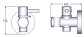 Dimensions | Polished Nickel Handshower Outlet with Holder and Volume Control manufacturer specification drawing with dimensions