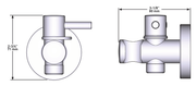 Dimensions | Polished Nickel Handshower Outlet with Holder and Volume Control manufacturer specification drawing with dimensions