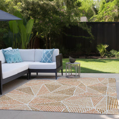 Polyester Indoor and Outdoor Area Rug, 9 ft x 12 ft in Terracotta