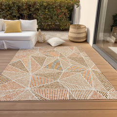 Polyester Indoor and Outdoor Area Rug, 9 ft x 12 ft in Terracotta