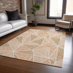 Polyester Indoor and Outdoor Area Rug, 9 ft x 12 ft in Terracotta