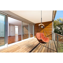 Porch Swing Chair, Solid Wood Frame with Terracotta Cushion