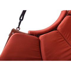 Porch Swing Chair, Solid Wood Frame with Terracotta Cushion